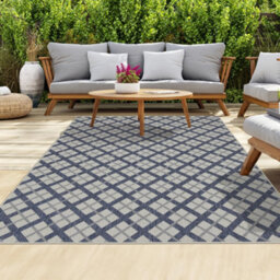 Homeart Outdoor Rugs Easy Cleaning Area Rugs For Balcony,garden,picnic,uv Weather Resistant D.blue Cream, 140 X 200 Cm