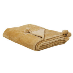 Beliani Blanket Saitler 200 X 220 Cm Mustard - thumbnail 1