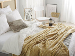 Beliani Blanket Saitler 200 X 220 Cm Mustard - thumbnail 2