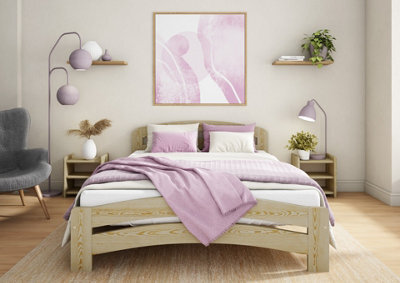 Nodax Super King Bed Frame, F10, Solid Pine Wood, Easy Assembly, Sturdy Slats & Extra Support Legs, 6Ft, Pine Finish - image 1