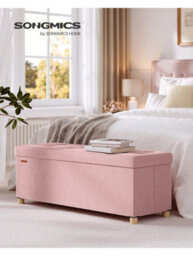LEDREM Storage Ottoman, 38 X 110 X 40 Cm, Folding Storage Bench With Lid, Footstool, Footrest, 112 L, Velvet Surface, For Bedroom - thumbnail 1