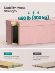 LEDREM Storage Ottoman, 38 X 110 X 40 Cm, Folding Storage Bench With Lid, Footstool, Footrest, 112 L, Velvet Surface, For Bedroom - thumbnail 5