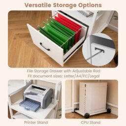 L-Shaped Desk Home Office Desk With File Drawer & Power Outlet-White - thumbnail 6