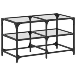 Berkfield Coffee Table With Transparent Glass Top 78.5X40X45 Cm Steel - thumbnail 2