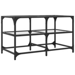 Berkfield Coffee Table With Transparent Glass Top 78.5X40X45 Cm Steel - thumbnail 6