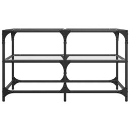 Berkfield Coffee Table With Transparent Glass Top 78.5X40X45 Cm Steel - thumbnail 4