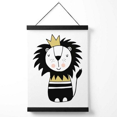 Artze Wall Art Cute Lion Scandi Animal Art Print With Black Frame Size: A4 - image 1