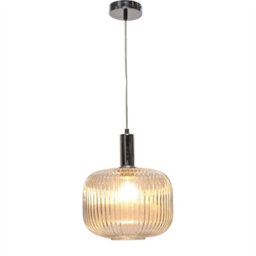 First Choice Lighting Set Of 2 Batley Large - Clear Ribbed Glass Chrome Deco Pendants - thumbnail 3