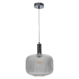 First Choice Lighting Set Of 2 Batley Large - Clear Ribbed Glass Chrome Deco Pendants - thumbnail 2