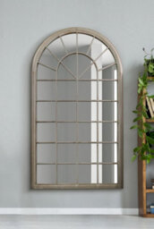 Mirroroutlet The Somerley Extra Large Country Rustic Framed Arched Metal Wall Stone Colour Mirror 160Cm X 91Cm - thumbnail 3