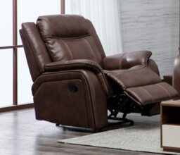 Furnishings For Less UK New Hampshire Tan Brown 3 Piece Sofa Suite Reclining Armchairs Leatherair Leather 3 + 1 + 1 - thumbnail 4