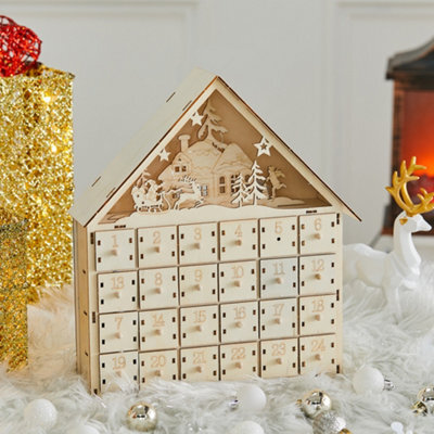 Darphe Christmas Desktop Decoration Wooden Christmas Advent Calendar With Led Lights - image 1