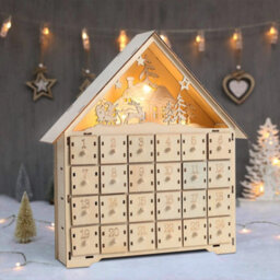 Darphe Christmas Desktop Decoration Wooden Christmas Advent Calendar With Led Lights - thumbnail 2