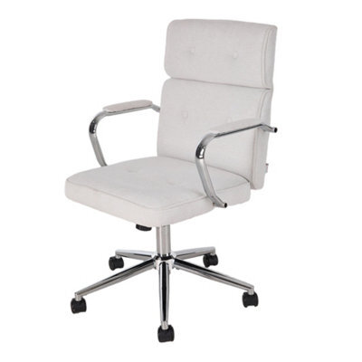 Living And Home Swivel & Height White Chenille Adjustable Office Chair - image 1