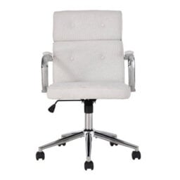 Living And Home Swivel & Height White Chenille Adjustable Office Chair - thumbnail 2