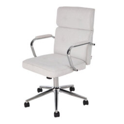 Living And Home Swivel & Height White Chenille Adjustable Office Chair - thumbnail 1