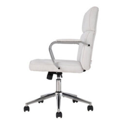 Living And Home Swivel & Height White Chenille Adjustable Office Chair - thumbnail 3