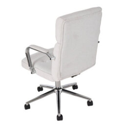 Living And Home Swivel & Height White Chenille Adjustable Office Chair - thumbnail 4