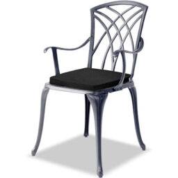 Homeology Oshowa Grey Aluminium Weatherproof Outdoor Table And 2 Comfortable Chairs Bistro Set With Black Cushions - thumbnail 8