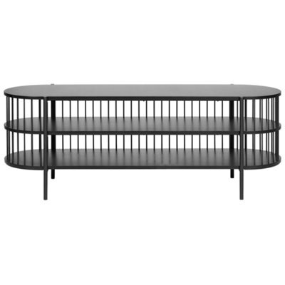 Wyld And Coco Novaform Black Mdf Tv Stand, Modern 2-Shelf Low Console (W140 X D44 X H50Cm) - image 1