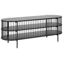 Wyld And Coco Novaform Black Mdf Tv Stand, Modern 2-Shelf Low Console (W140 X D44 X H50Cm) - thumbnail 5