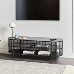 Wyld And Coco Novaform Black Mdf Tv Stand, Modern 2-Shelf Low Console (W140 X D44 X H50Cm) - thumbnail 2
