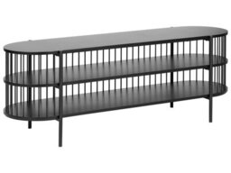 Wyld And Coco Novaform Black Mdf Tv Stand, Modern 2-Shelf Low Console (W140 X D44 X H50Cm) - thumbnail 3