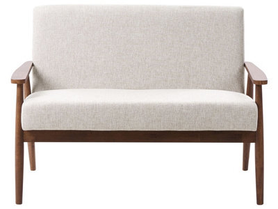 Wyld And Coco Sofaco 2-Seater Grey-Brown Polyester Upholstery Mid-Century Wood Frame 1110X720X790mm - image 1