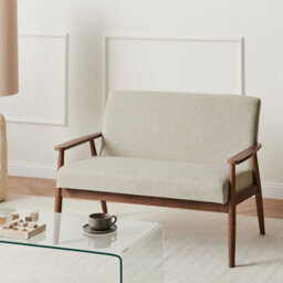 Wyld And Coco Sofaco 2-Seater Grey-Brown Polyester Upholstery Mid-Century Wood Frame 1110X720X790mm - thumbnail 2