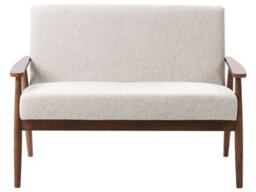 Wyld And Coco Sofaco 2-Seater Grey-Brown Polyester Upholstery Mid-Century Wood Frame 1110X720X790mm - thumbnail 1