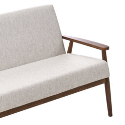 Wyld And Coco Sofaco 2-Seater Grey-Brown Polyester Upholstery Mid-Century Wood Frame 1110X720X790mm - thumbnail 7