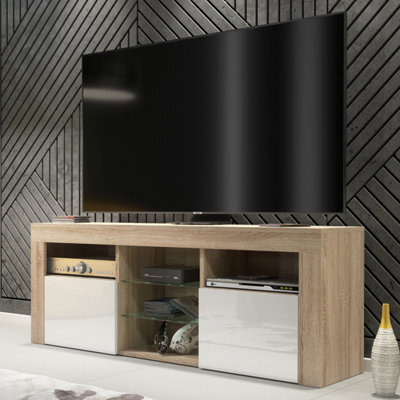 Creative Furniture Pulse Tv Unit 145Cm - Oak & White Gloss Doors - image 1
