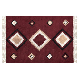 Beliani Rug Siirt Red 140 X 200 Cm Cotton