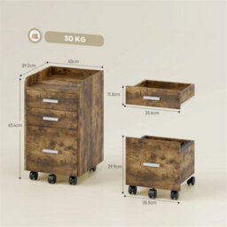 Mobile Filing Cabinet, File Cabinet With 3 Drawers - thumbnail 2