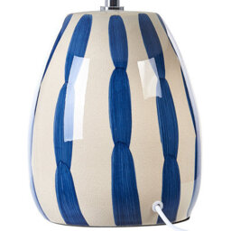 Beliani Handmade Ceramic Table Lamp 41Cm - Matt Geometric Base With Beige/blue/white Linen-Lined Cone Shade - thumbnail 5