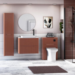 Royal Bathrooms Avenza 600mm Terracotta Clay Wall Hung Bathroom Countertop Vanity Unit 2 Drawer With Qubix Basin - thumbnail 4