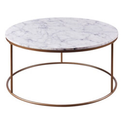 Teamson Home Large Round Marble Coffee Table For Living Room, Bedroom Or Lounge - White/brass - 91.4 X 91.4 X 45.7 (Cm) - thumbnail 5