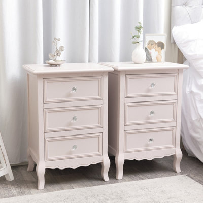 Melody Maison Pair Of Pink 3 Drawer Bedside Tables - Sophia Pink Range - image 1