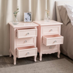 Melody Maison Pair Of Pink 3 Drawer Bedside Tables - Sophia Pink Range - thumbnail 6