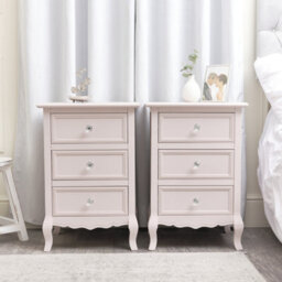 Melody Maison Pair Of Pink 3 Drawer Bedside Tables - Sophia Pink Range - thumbnail 3