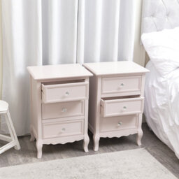 Melody Maison Pair Of Pink 3 Drawer Bedside Tables - Sophia Pink Range - thumbnail 4