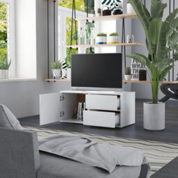 Berkfield Tv Cabinet White 80X34X36 Cm Engineered Wood - thumbnail 3