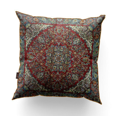 Faam Premium Termeh Cushion, Red Floral Design, Woven Viscose Silk, Soft And Breathable - image 1