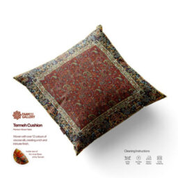 Faam Premium Termeh Cushion, Red Floral Design, Woven Viscose Silk, Soft And Breathable - thumbnail 2