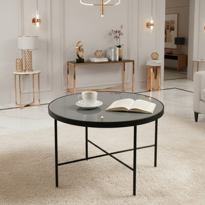 Tre 600 Elegant Coffee Table 60X60 Cm With Metal Legs Modern Durable Living Room Design  Titanium Mirror - image 1