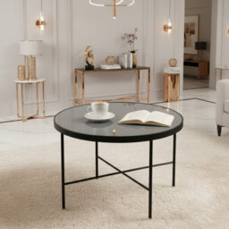 Tre 600 Elegant Coffee Table 60X60 Cm With Metal Legs Modern Durable Living Room Design  Titanium Mirror - thumbnail 1