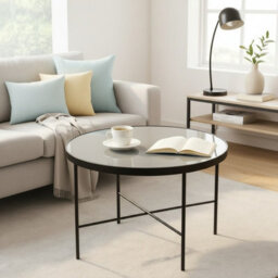 Tre 600 Elegant Coffee Table 60X60 Cm With Metal Legs Modern Durable Living Room Design  Titanium Mirror - thumbnail 3