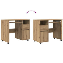 Berkfield Artisan Oak Computer Desk Artisan Oak Engineered Wood Medium - thumbnail 9