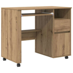 Berkfield Artisan Oak Computer Desk Artisan Oak Engineered Wood Medium - thumbnail 2