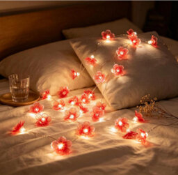 Amorly 3M Cherry Blossom Flower String Lights, 30 Leds Battery Operated Floral Fairy Lights, Indoor Outdoor Decorative Lights - thumbnail 4